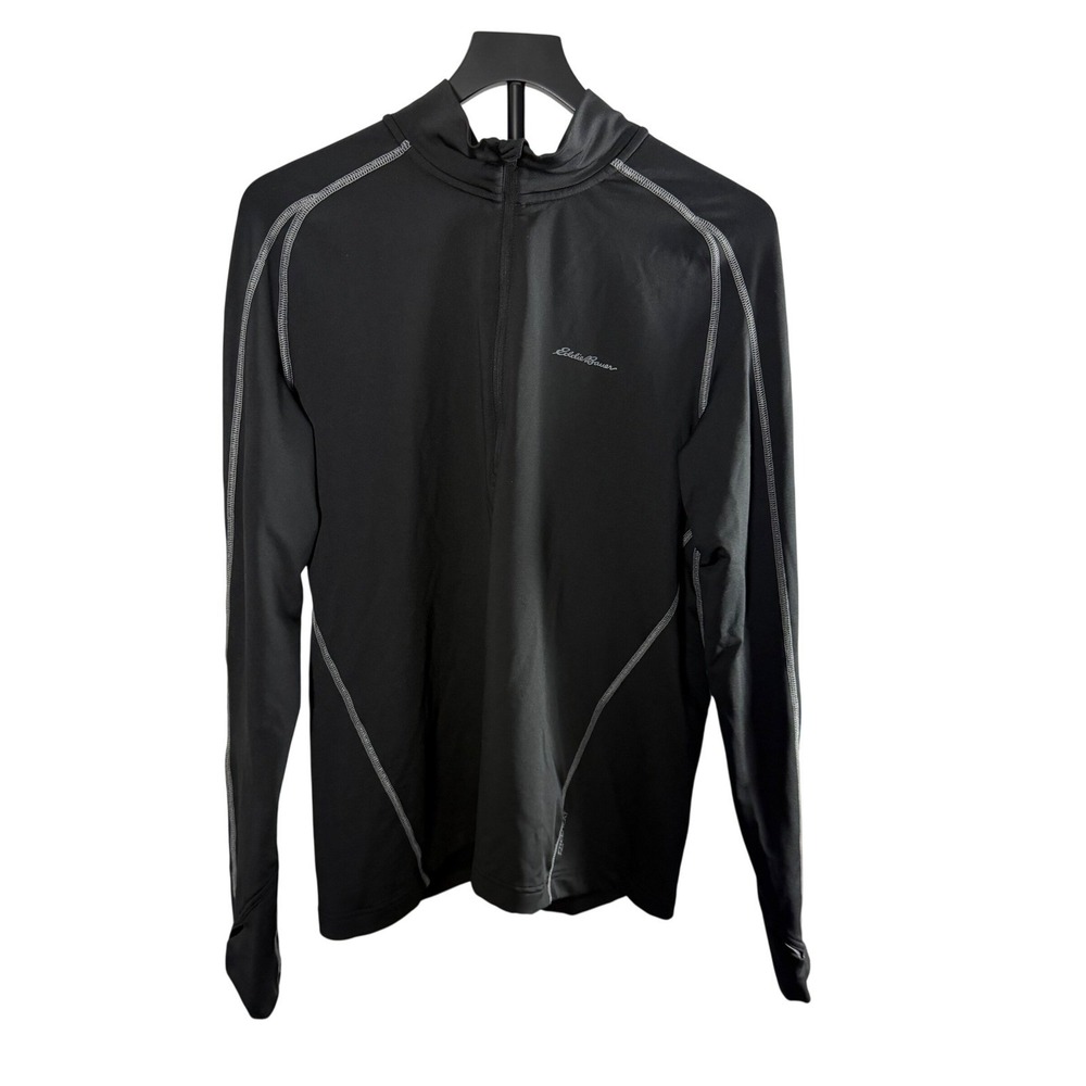 Eddie Bauer First Ascent FreeHeat Pro‎ Mens 1/4 Zip Pullover Black Thumbhole L